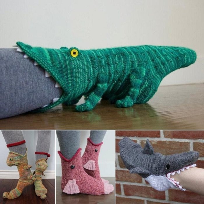Knit Crocodile Socks - Neulons.com